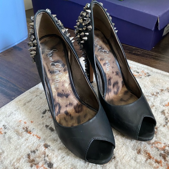 Leather Lorissa spikey heel peep toe pump - Picture 4 of 12